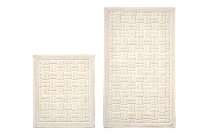 Mijölnir Juego de alfombrillas de baño de algodón crema de 2 piezas Mijölnir Juego de alfombrillas de baño de algodón crema de 2 piezas